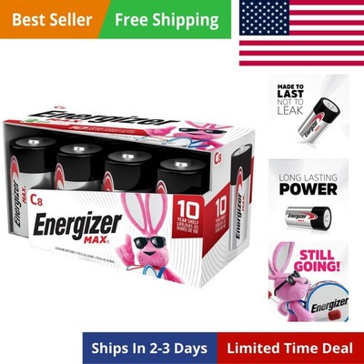 MAX C Batteries,  Alkaline C Cell Batteries 8 Battery Count