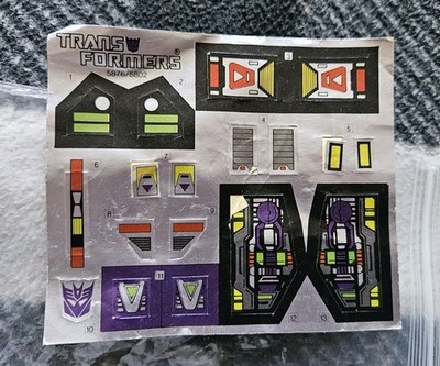 Transformers G1 Apeface Unused Sticker Sheet 1987 Authentic 