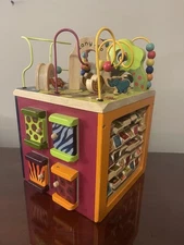 Just B B You Zany Zoo Wooden Activity Cube Child’s Learning Play Center *Read