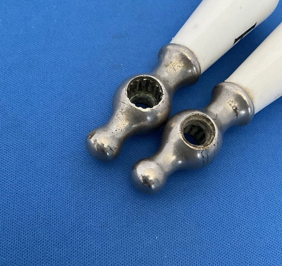 Vintage 1920’s Porcelain Faucet Knobs H C For Hot and Cold Water 3” - Image 4 of 4