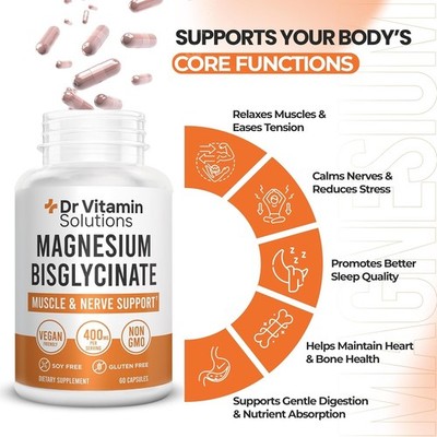 MAGNESIUM BISGLYCINATE CHELATE 400MG HIGH ABSORPTION CHELATED MAGNESIUM CAPSULES