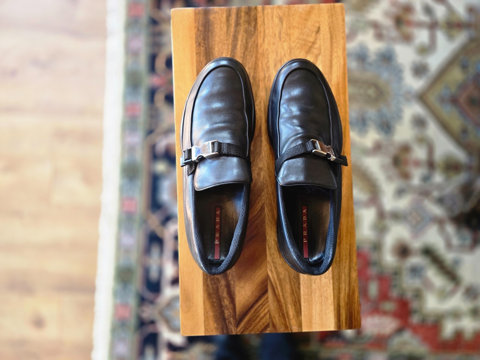 Prada Men’s Leather Driving Loafers w/ Silver Buckle - Size 10.5 US (44.5 EU)