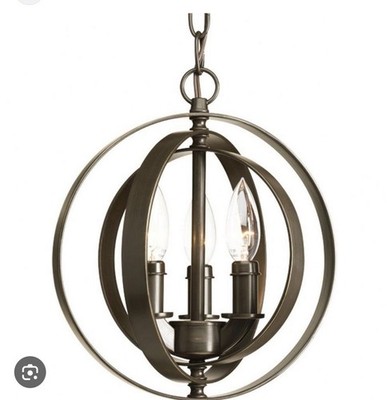 Progress Lighting P5142-20 Equinox 3 Light Antique Bronze Pendant Light -NIB