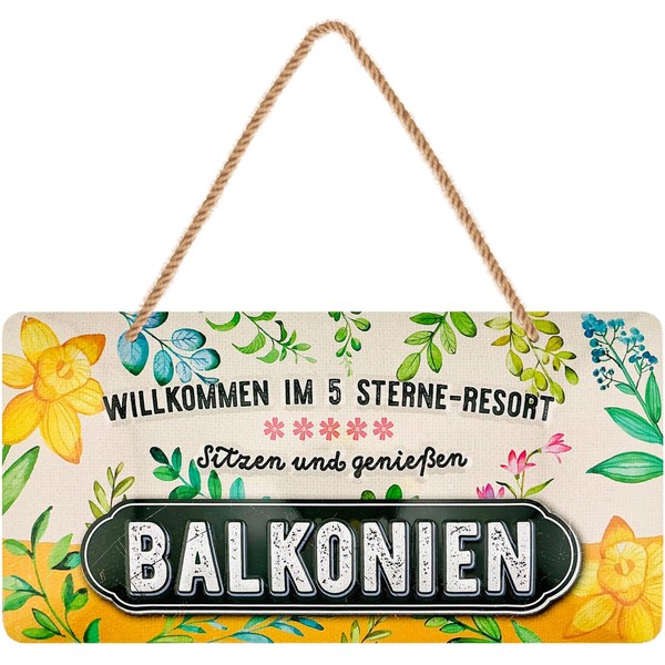 Retro Blechschild Balkonien Schild, Blechschilder Garten SprüChen 16X32Cm-image