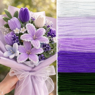 500 Pcs Pipe Cleaners for DIY Flower Bouquets, Chenille Stems for Graduation Bou