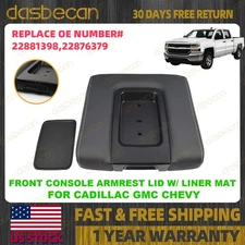Middle Seat Black Console Armrest Lid W/ Mat For Silverado Sierra 2015-2019