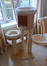 Lords & Labrador Beige Sisal Cat Scratching Tree, Enclosed Condo, Two Perches