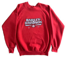 Vintage 80s Harley Davidson 3D Emblem Sweatshirt Mens L Red 1989 Made in USA