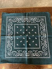 Lot Of 6 Dark Green Paisley Bandana 20 1/2  x 21 1/2  100 Cotton -NEW