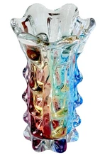 MCM Sanyu Glassworks Narumi Fantasy Series Rainbow Sommerso Statement Vase