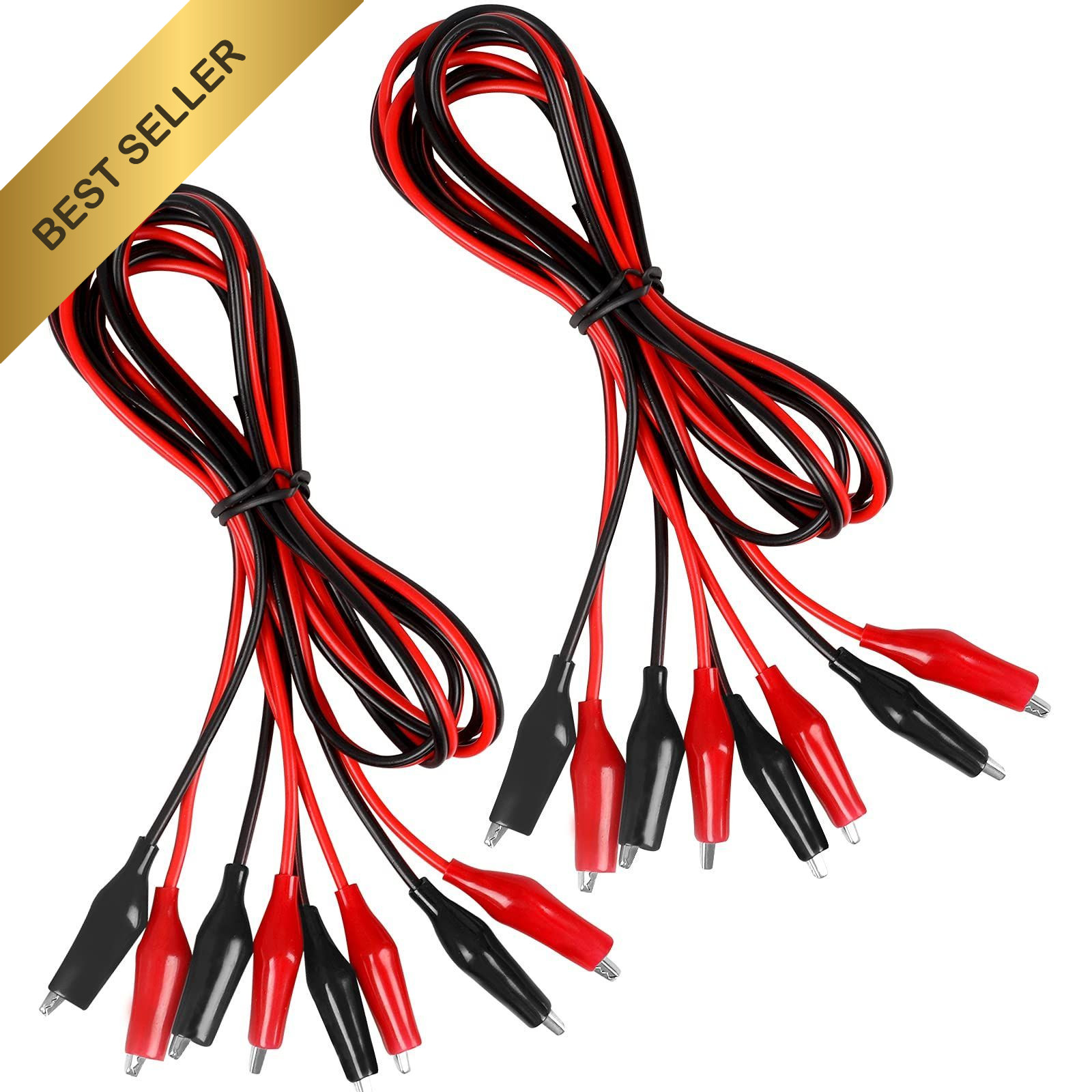 4 Pack 1M Alligator Clip Test Leads Double Ended Jumper Wires Red Black Set 80