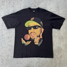 Rare 2021 Larry June Orange Print Tour Merch T Shirt Hip Hop Rap Black Sz Medium