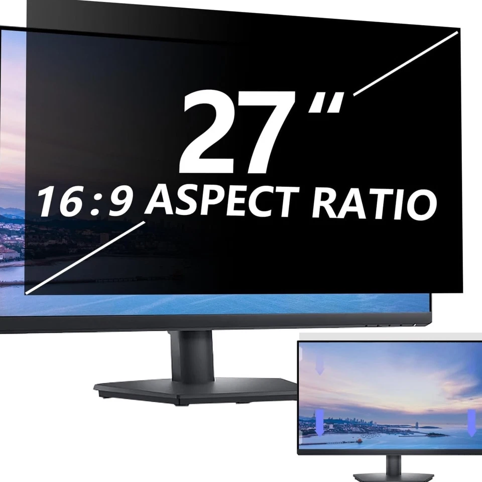 27 Zoll Sichtschutzfilter für 16:9 Breitbild Displays Anti-Spy Blaulicht Schutz