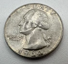 1964 Denver Mint USA Washington Quarter Dollar 90% Silver 25c Coin Mint D B05