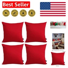 4-Pack 20x20” Red Cotton Throw Pillow Covers - Perfect for Christmas DIY Decor