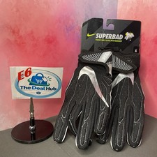 Nike Superbad Youth Football Gloves, Black/GraySilver, Medium