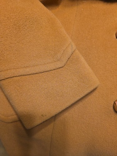 Cappotto donna vintage Fashionbilt Casuals lana pelliccia orlo colletto cintura marrone USA ILGWU - Foto 6 di 7