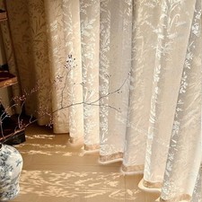 Off White Lace Sheer Curtains 72 inches Long 2 Panels Set, Lace Sheer Curta