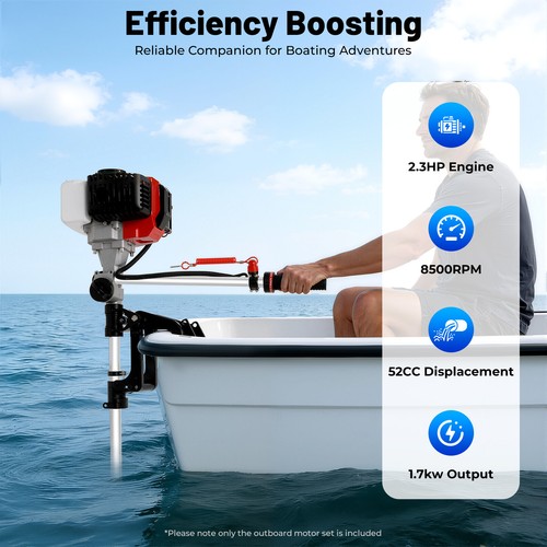2 Stroke 2.3 HP Outboard Motor Kayak Boat Engine Heavy Duty air cooling System - Foto 2 di 20