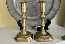 Early 18th Century  Brass Candlesticks PAIR Early English with French Influence