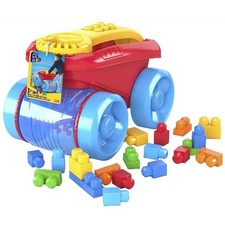 MEGA BLOKS Fisher-Price Blue Block Scooping Wagon Building Toy