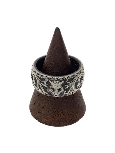 GUCCI Anello Usabile Testa di Gatto SV925 Misura 17 Argento Uomo