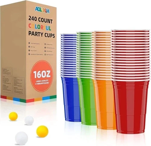 240 Count  Multicolour Reusable Plastic Glass/Cups 480ml /16oz