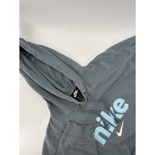 Nike Cropped Pullover Hoodie Women's Size M Grayish Blue Swoosh Logo