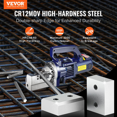 VEVOR Electric Rebar Cutter Blade, 6 PCS 20/22mm Cutting Diameter, HRC58-60 Hard