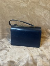 Vintage Mid Century Nicholas Riech Dark Navy Leather Structured Hand Bag