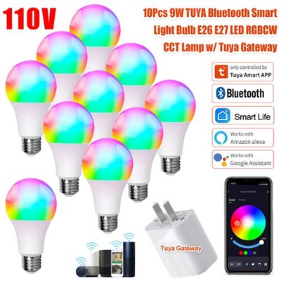 9W TUYA  Smart Light Bulb E26 E27 LED RGBCW CCT Lamp w/ Tuya Gatew