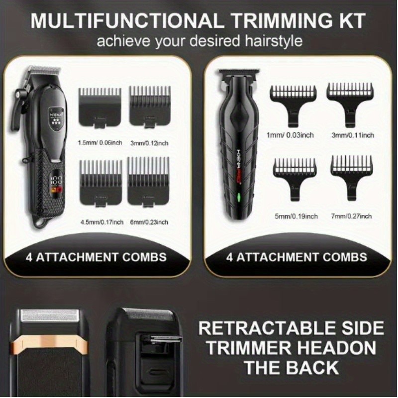 Cordless Professional Hair Clippers Trimmer Kit Men Cutting Machine Barber Salon