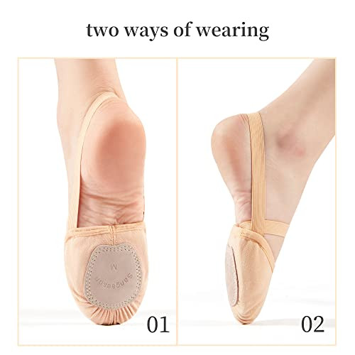 Half Sole Dance Shoes - Stretchy Canvas Pirouette Shoes for Medium Nude - Picture 5 of 7