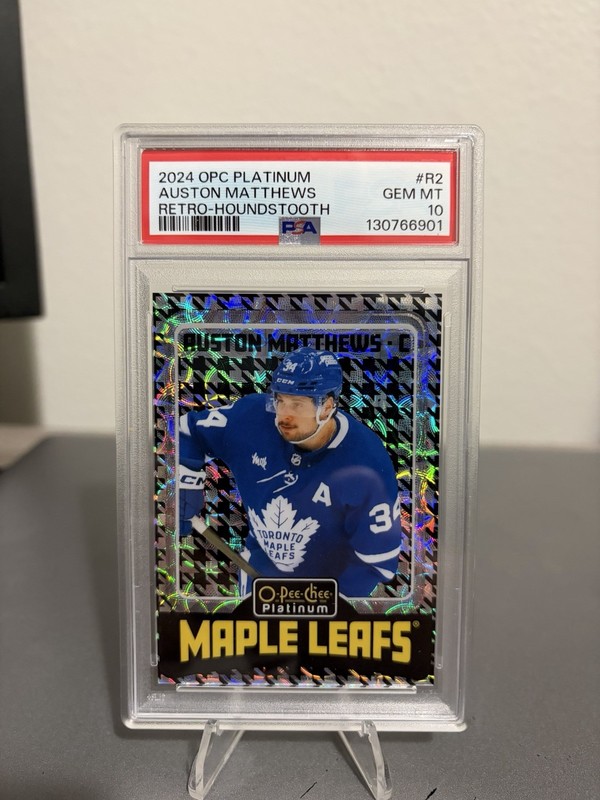 2024 OPC Platinum Auston Matthews Retro Houndstooth /15 SSP PSA 10 (Pop 1)