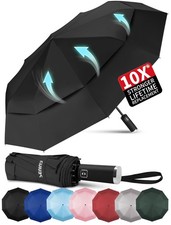 Windproof Travel Umbrella, Double Vented Canopy Large Umbrellas for Rain, Aut...
