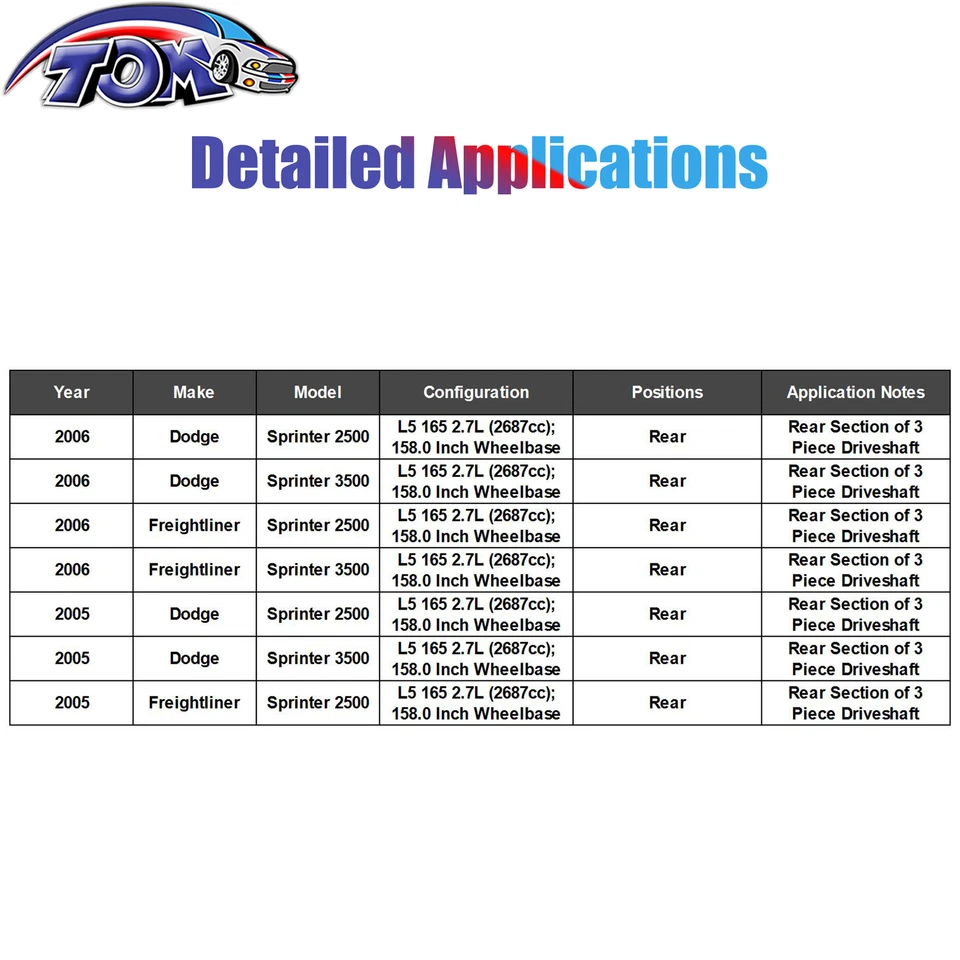 121.6" Rear Drive Shaft For Dodge Freightliner Sprinter 2500 3500 2.7L 03-06 Foto 2 de 4