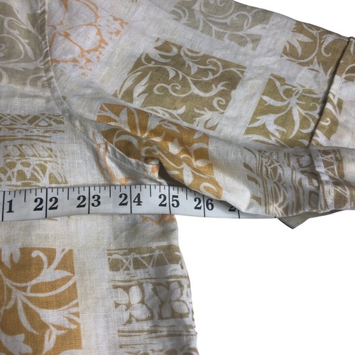 Tori Richard Shirt Men XL Linen Hawaiian Floral Geometric Aloha Lawn Camp Button - Picture 17 of 17