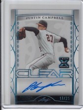 2022 Leaf Trinity Baseball Justin Campbell CLEAR PLATINUM SPECTRUM AUTO #17/25