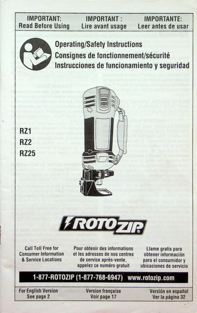 ORIGINAL ROTOZIP SPIRAL SAW OWNERS MANUAL RTM01 SCS01 | eBay