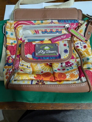 Lily Bloom Crossbody Springtime Sun Rain Small Bag Snap Main Zip Sections 