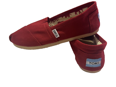 TOMS Mens Size 11 Classic Red Canvas Slip On Alpargata Loafer Shoes s-l400.jpg main image 3
