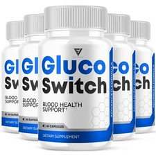(5 Pack) Gluco Switch Blood Support Pills GlucoSwitch Supplement (300 Capsules)