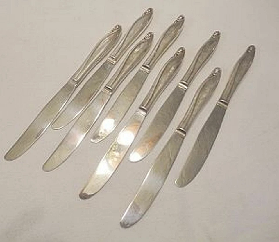 Cuchillos de cena Rogers FLOWERTIME 1963 8 HH en caja de madera Mid Century Mod Foto 2 de 4