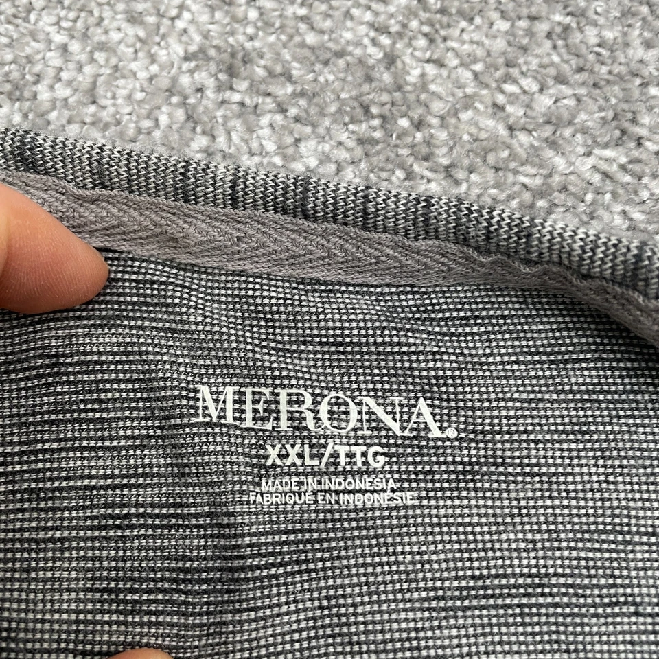 Camisa Merona Henley Para Hombres XXL Gris Manga Larga Algodón Informal Exterior Elástica Top Foto 4 de 4