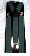 Suspenders Men Or Women Y-Shape Back Clip On Elastic Adjust Dk Green Color New