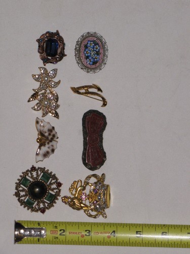 Lote De 8 Broches Italia Mini Micro Mosaico Plateado Cuentas Estrás Mujer - Imagen 19 de 24