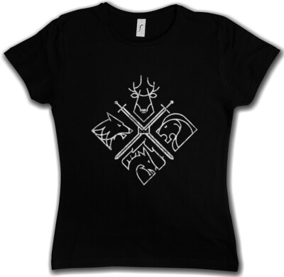 HOUSE EMBLEMS DAMEN T-SHIRT Game of Swords Houses Thrones Wolf Stark Tagaryen