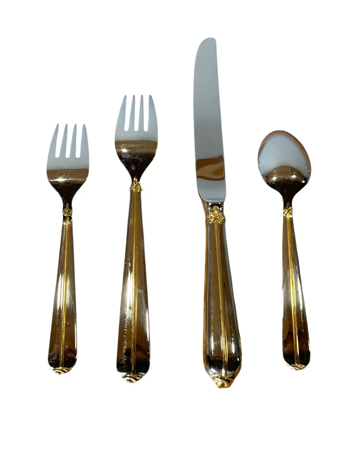 Juego de 4 cubiertos Cipullo Mikasa acero inoxidable 18/8 TRAPUNTO D'ORO 1 piezas Foto 4 de 4