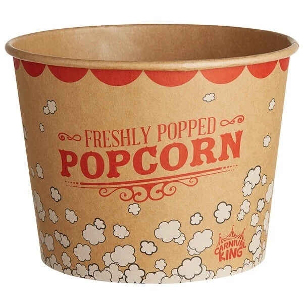 (150-Pack) 85 oz. Round Paper Movie Theatre Concession Popcorn Bucket - Image 3 of 4