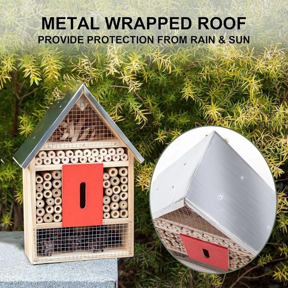 4 Floor Hanging Insect House for Gardens, Natural Wooden Insect Hotel ...